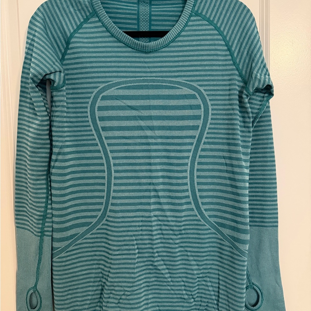 lululemon athletica Teal Striped Long Sleeve Top